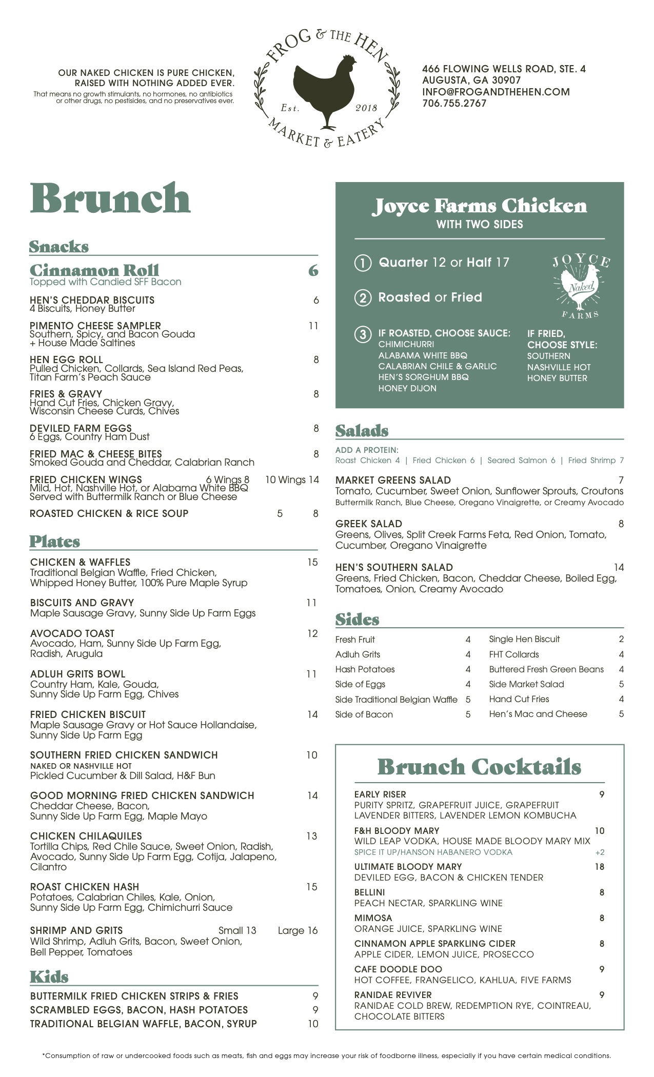 Menu Frog and the Hen