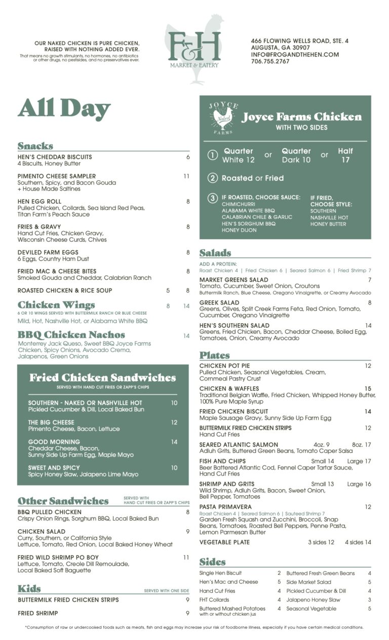 Menu Frog and the Hen