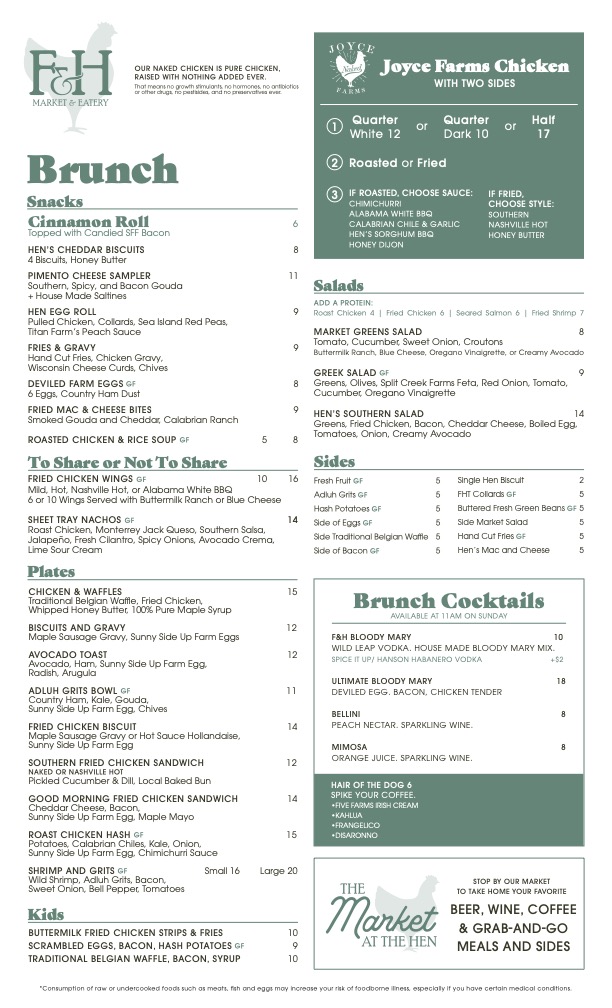 Menu Frog And The Hen